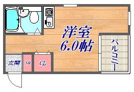 トクワ1(ワンルーム/2階)の間取り写真