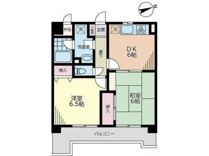 ラ・フォンテーヌ(2DK/2階)の間取り写真