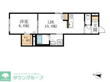 KIHACHI ウエスト(1LDK/1階)の間取り写真