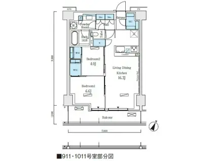 ロイヤルパークス赤羽ノース(2LDK/9階)の間取り写真