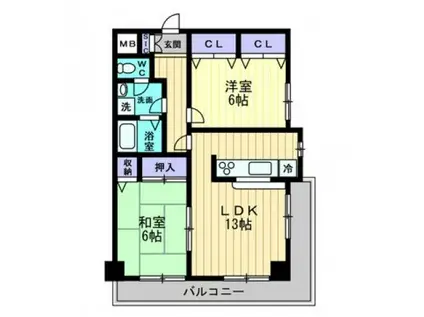 リアライズ屋島(2LDK/4階)の間取り写真