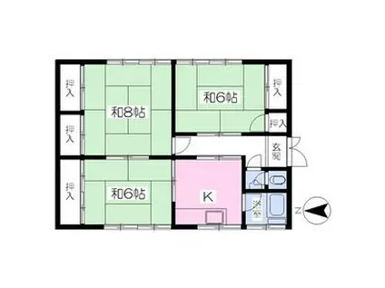 南部荘B(3K/1階)の間取り写真