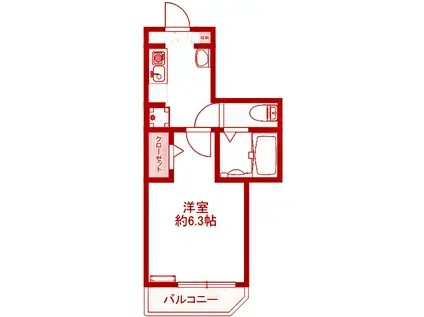 グランディオ横浜南(1K/1階)の間取り写真