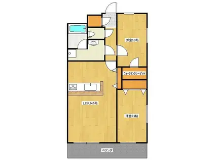 エトワール幸田(2LDK/1階)の間取り写真