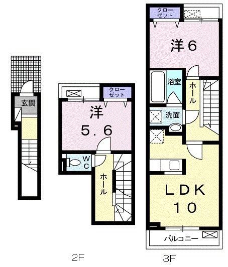 クレアージュ(2LDK/2階)の間取り写真