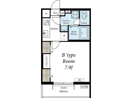 グレイス北松戸II(1K/1階)の間取り写真