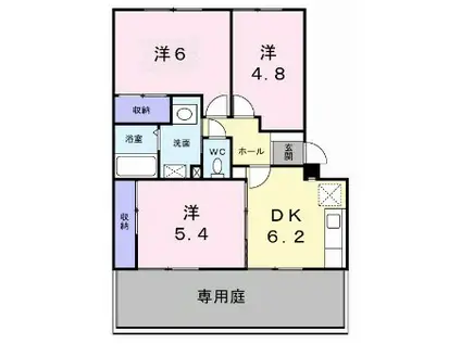 シャイニング弐番館(3DK/2階)の間取り写真