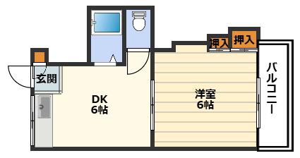 ル・クレアK(1DK/4階)の間取り写真