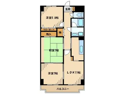 グランドヒル高橋(3LDK/2階)の間取り写真