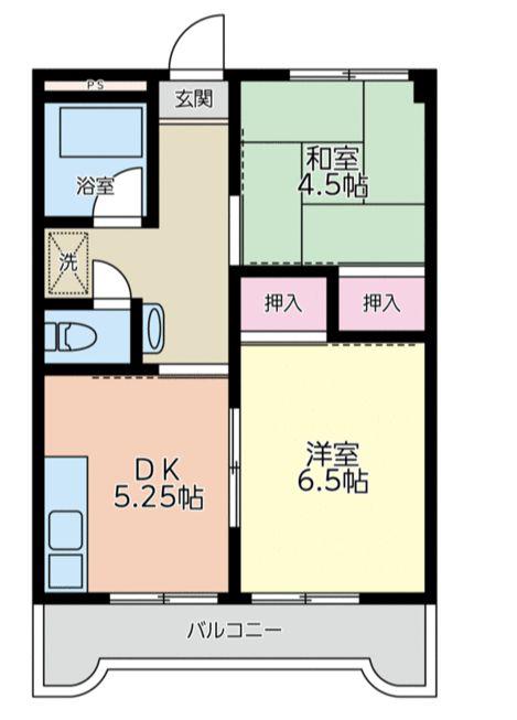 金松ハイツ(2DK/4階)の間取り写真