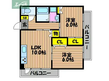 レジデンス齊藤II(2LDK/3階)の間取り写真