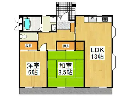 ハイツ光洋A(2LDK/1階)の間取り写真