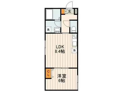 GRADO KITA-AYASE(1LDK/2階)の間取り写真