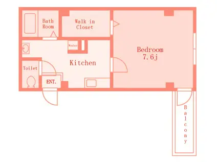 グレイス8(1K/2階)の間取り写真