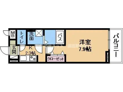 ヴィラ渋川(1K/2階)の間取り写真