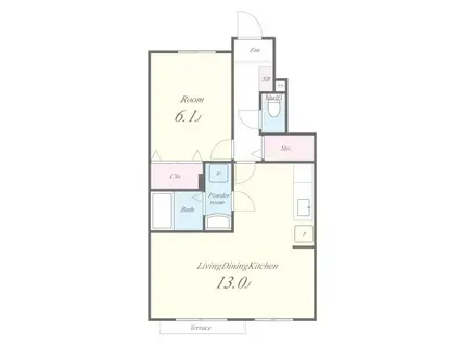 コンフォート・ヴィラII(1LDK/1階)の間取り写真