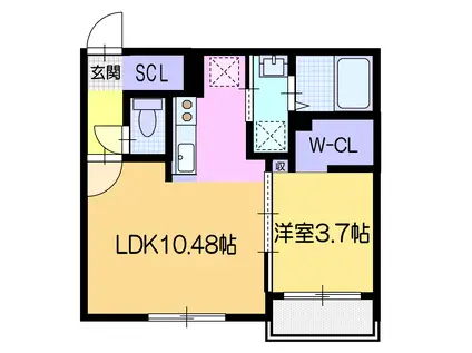 カサラビン恵庭(1LDK/2階)の間取り写真