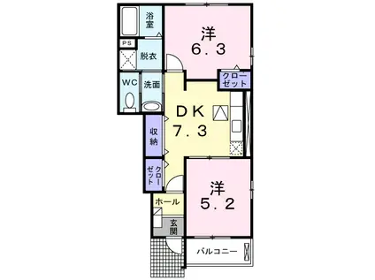 フィオーレII D(2DK/1階)の間取り写真