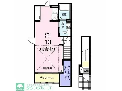 SUGAR TOWNII(ワンルーム/2階)の間取り写真