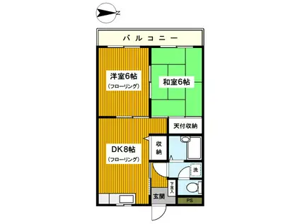 スカイコート21壱番館(2DK/1階)の間取り写真