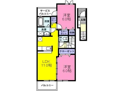 セイバリ-A(2LDK/2階)の間取り写真