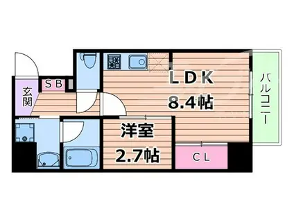 ナットレジデンス都島本通(1LDK/3階)の間取り写真