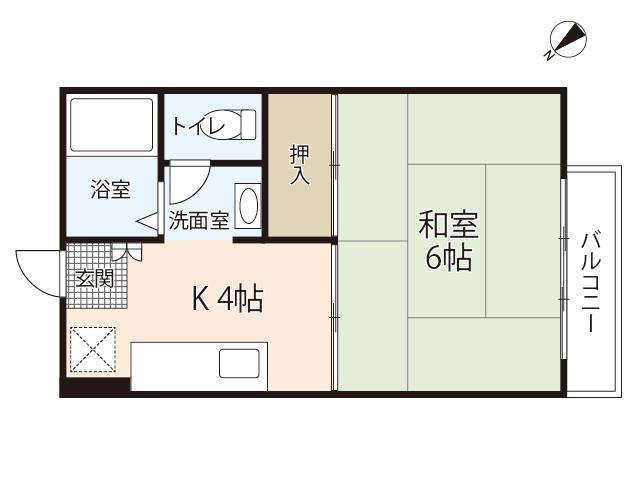 ブルーベル牛田C棟(1K/2階)の間取り写真