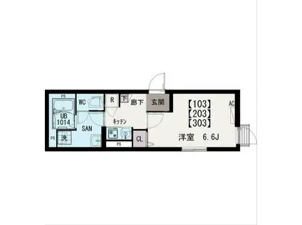 IXO六月(ワンルーム/2階)の間取り写真