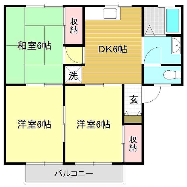 セジュールかもべ(3DK/2階)の間取り写真