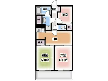 サンコート上本郷(3DK/5階)の間取り写真