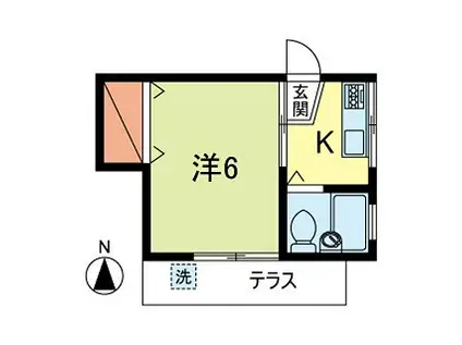 ハイネス福井II(1K/1階)の間取り写真