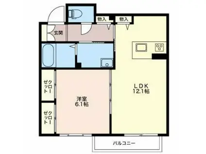 アイリス(1LDK/2階)の間取り写真
