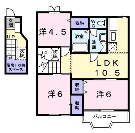 ヴィンヤードハウスII(3LDK/2階)の間取り写真