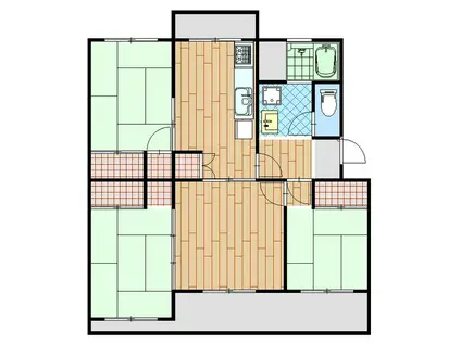 鎌ケ谷コーポラス D棟(3LDK/3階)の間取り写真