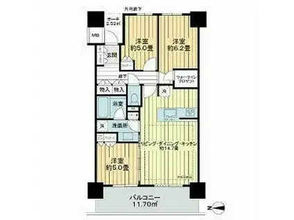 シティタワー金町(3LDK/6階)の間取り写真