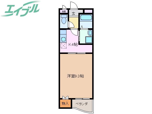 マンションパディ(1K/3階)の間取り写真