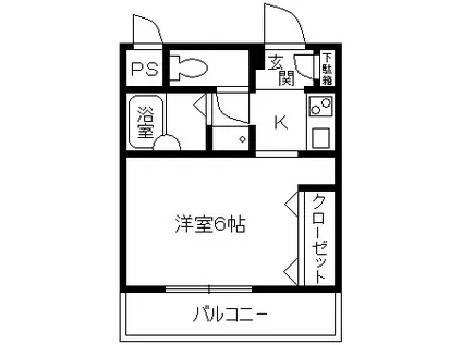 ジュネス新在家(1K/3階)の間取り写真