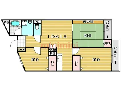 ベルカーサ(3LDK/2階)の間取り写真