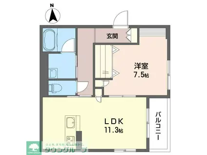 ティサージュ寺町(1LDK/1階)の間取り写真