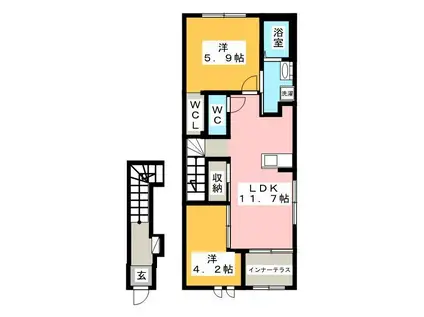 ファンタジア(2LDK/2階)の間取り写真