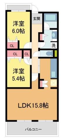 甲子園三番町ハイツ(2LDK/3階)の間取り写真