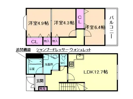 PERSIMMON HEIM(3LDK/1階)の間取り写真