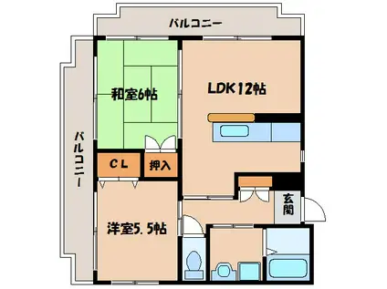 ピアパークII(2LDK/8階)の間取り写真
