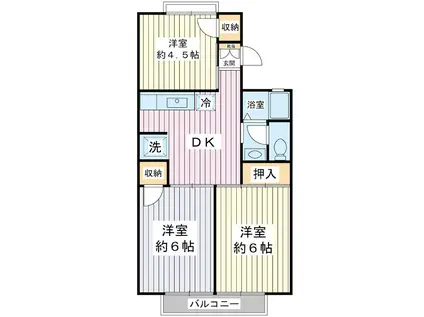 センターコート入船(3DK/2階)の間取り写真