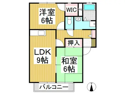 クレセール西沢B棟(2LDK/2階)の間取り写真