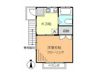 メゾンKU(1K/2階)の間取り写真