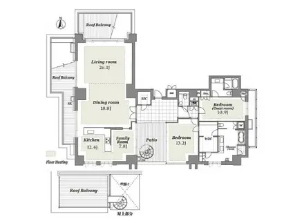 THE CONOE 三田綱町 ザ・コノエ三田綱町(2LDK/9階)の間取り写真