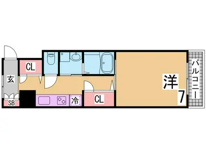 パンプキンC(1K/6階)の間取り写真