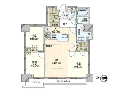 パークホームズ宮ヶ丘(3LDK/4階)の間取り写真