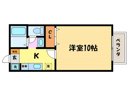 グランドールA棟(1K/2階)の間取り写真